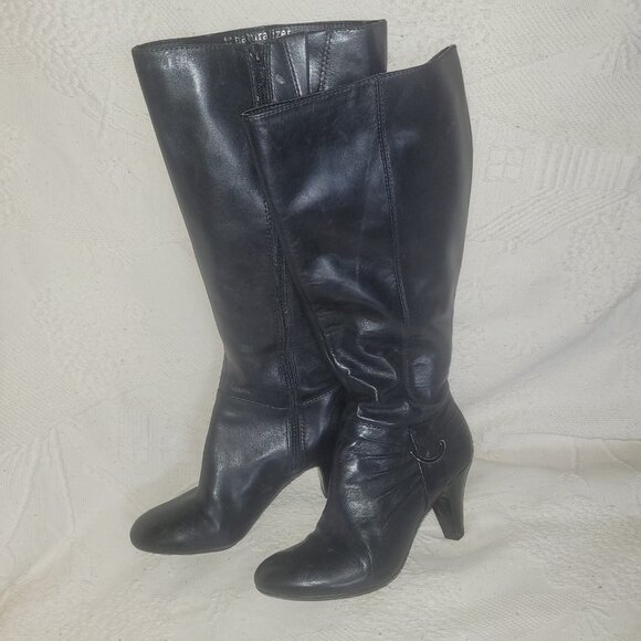 Naturalizer 5N Black Leather Heeled Boots - Picture 4 of 16